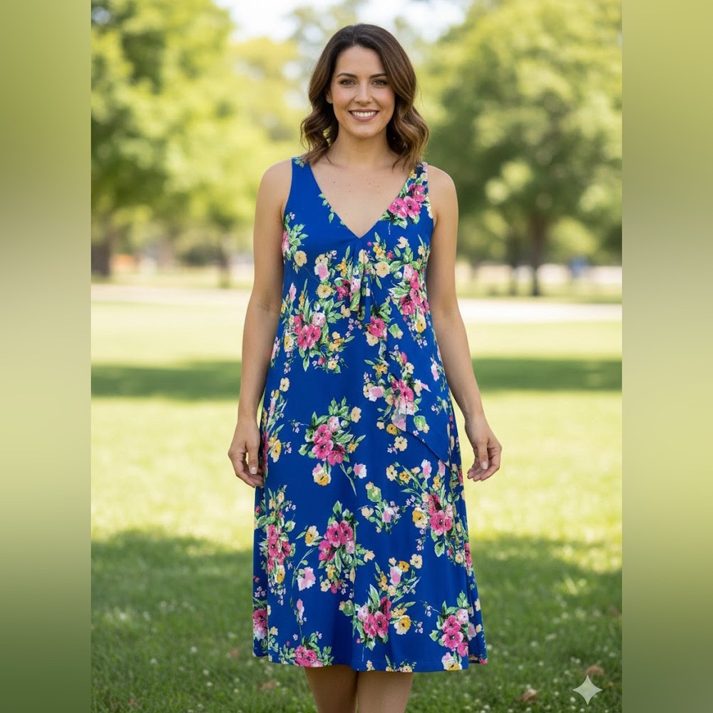 Shelby & Palmer Vibrant Floral Midi Dress